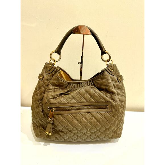 Marc Jacobs Quilted Leather Chain Stam Hobo Bag Olive Taupe Women's - Picture 4 of 16